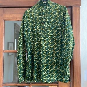 Green yellow print shirt